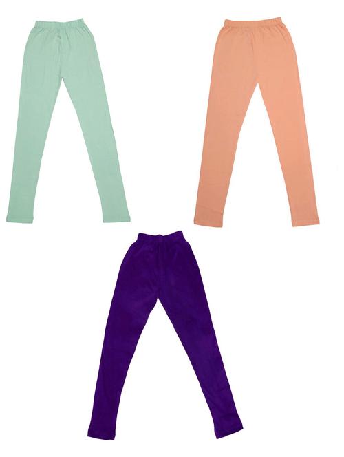 girls solid cotton leggings combo - 19588676 - Very Small Image - 1