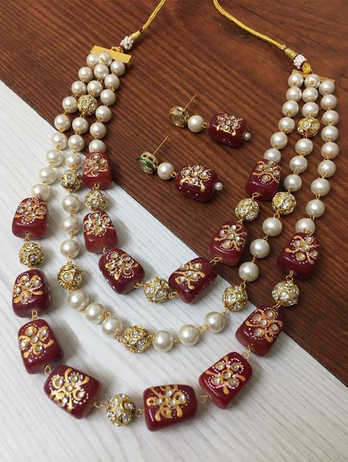 white layered necklace set - 19589321 - Very Small Image - 1