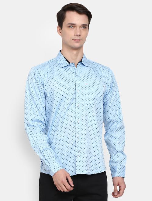 light blue micro printed detailed casual shirt - 19591119 - Very Small Image - 1