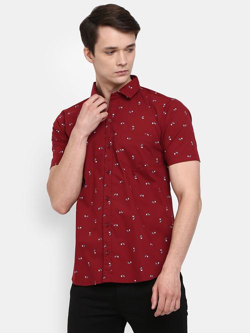maroon printed detailed casual shirt - 19591151 - Very Small Image - 1
