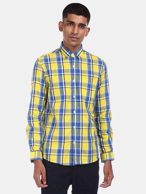 yellow cotton casual shirt - 19591835 - Very Small Image - 1