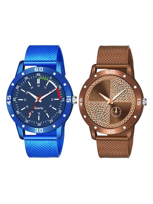 men's round shape analog watch combo - 19592010 - Very Small Image - 1