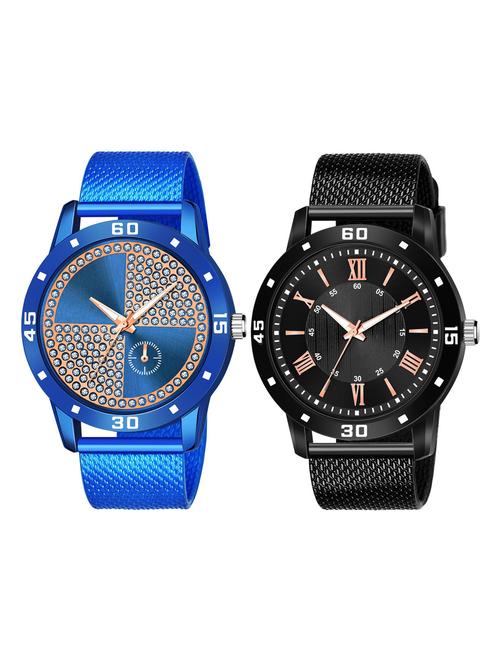 men's round shape analog watch combo - 19592015 - Very Small Image - 1