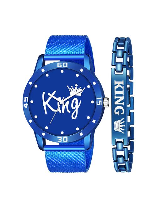 men's round shape analog watch & bracelet - 19592019 - Very Small Image - 1