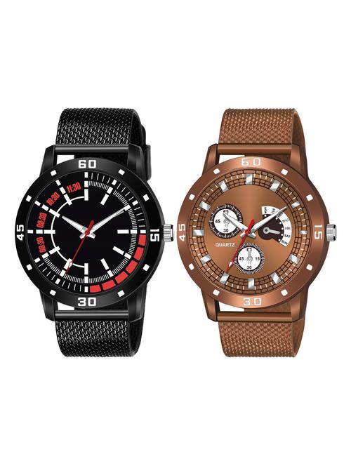 men's round shape analog watch combo - 19592079 - Very Small Image - 1