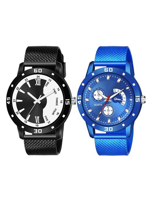 men's round shape analog watch combo - 19592101 - Very Small Image - 1