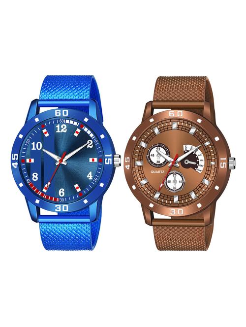 men's round shape analog watch combo - 19592108 - Very Small Image - 1