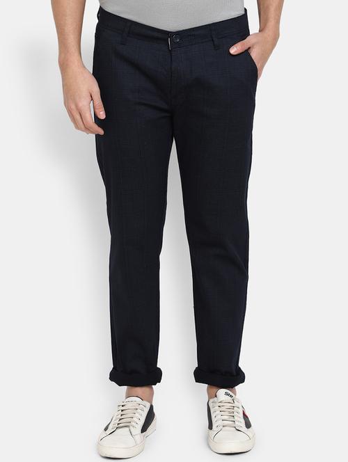 navy blue cotton chinos casual trousers - 19592489 - Very Small Image - 1