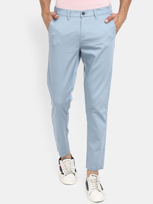 light blue cotton chinos casual trousers - 19592596 - Very Small Image - 1