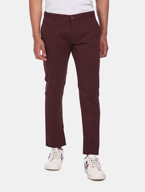 maroon cotton chinos casual trouser - 19592686 - Very Small Image - 1