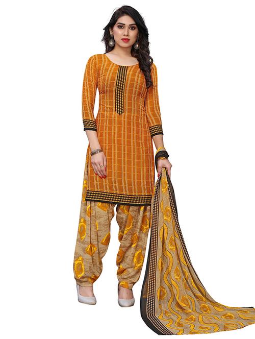 crepe yellow kurta salwar set - 19593858 - Very Small Image - 1