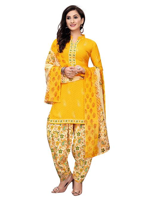crepe yellow kurta salwar set - 19593875 - Very Small Image - 1