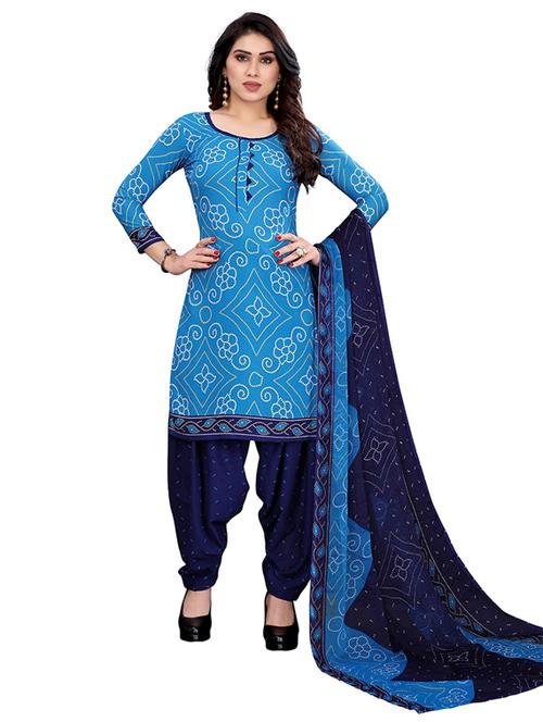 crepe blue kurta salwar set - 19593882 - Very Small Image - 1