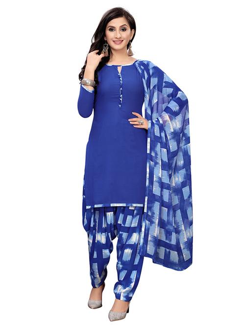 crepe blue colored kurta salwar set - 19593883 - Very Small Image - 1