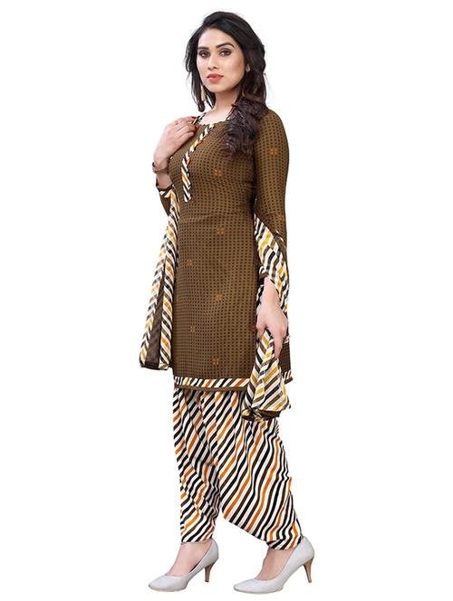 crepe brown kurta salwar set - 19593902 - Very Small Image - 1