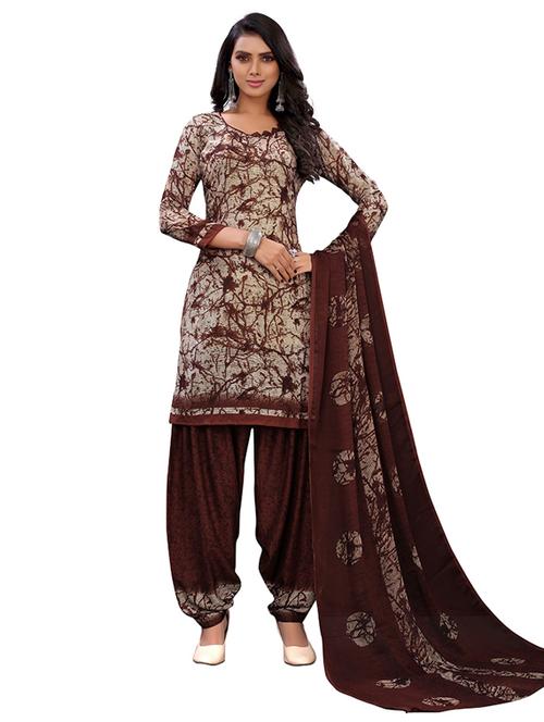 crepe brown kurta salwar set - 19593980 - Very Small Image - 1