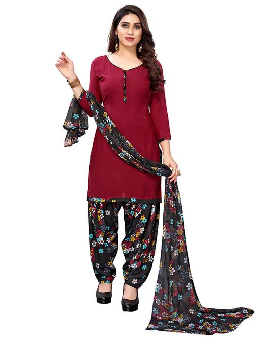 crepe red kurta salwar set - 19593989 - Very Small Image - 1