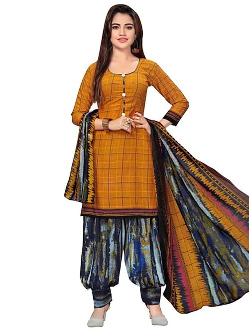 crepe yellow kurta salwar set - 19593993 - Very Small Image - 1