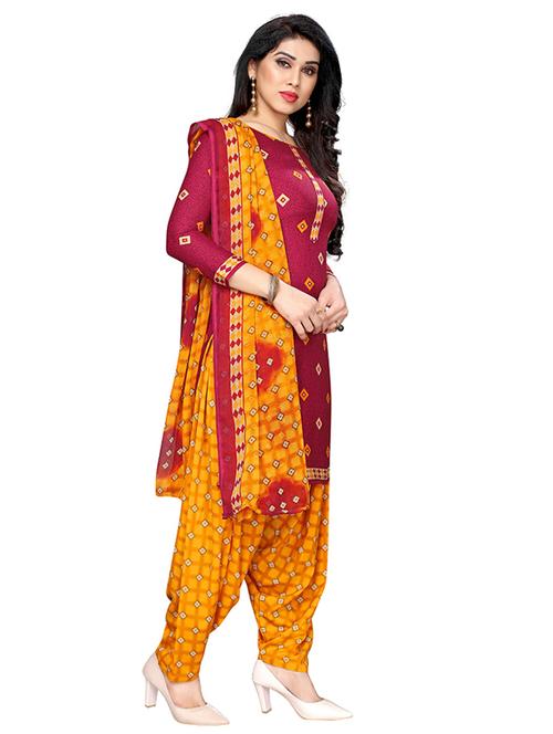 crepe red kurta salwar set - 19594005 - Very Small Image - 1