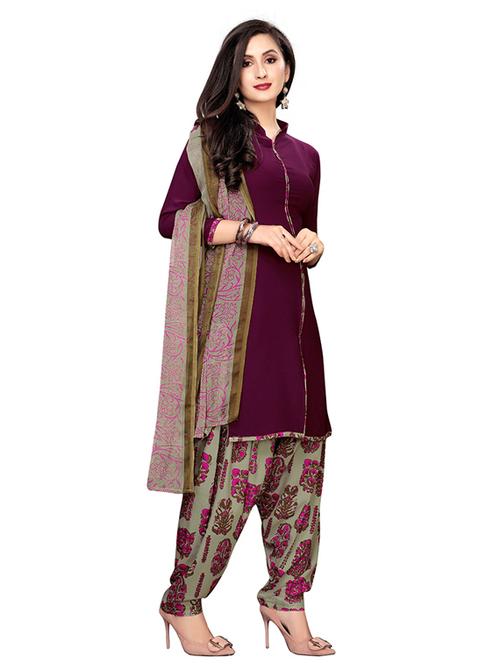 crepe purple kurta salwar set - 19594036 - Very Small Image - 1