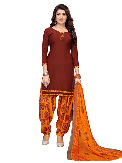 crepe brown kurta salwar set - 19594037 - Very Small Image - 1