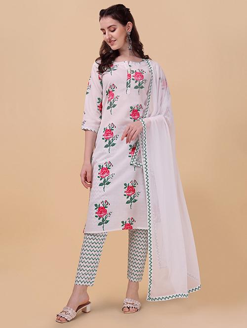 cotton white kurta pant set - 19594070 - Very Small Image - 1