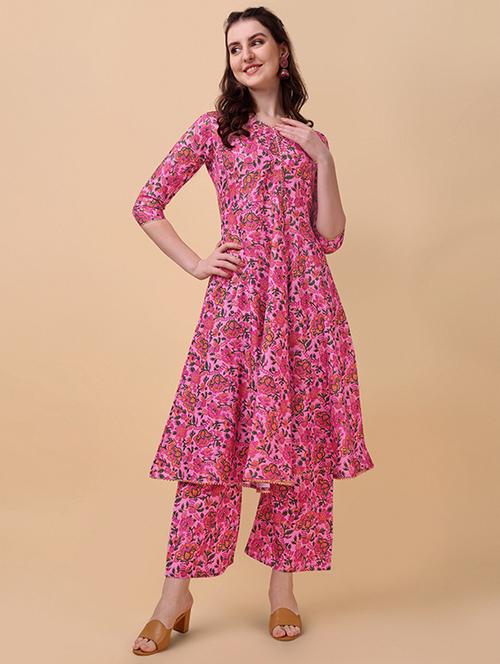 cotton pink kurta pant set - 19594082 - Very Small Image - 1