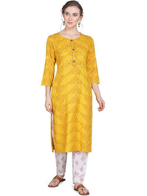 rayon yellow kurta palazzo set - 19594116 - Very Small Image - 1