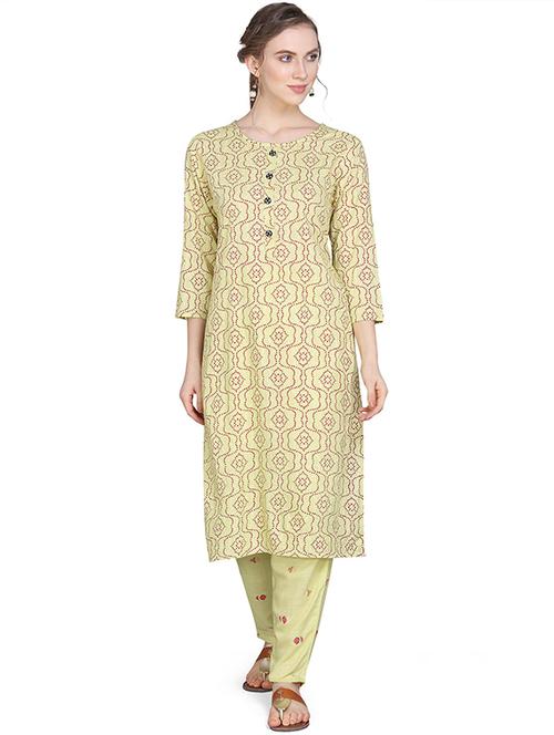 rayon green kurta palazzo set - 19594118 - Very Small Image - 1