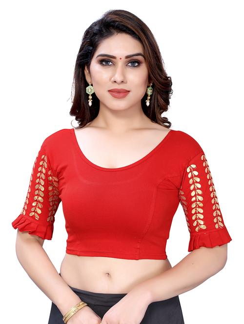 red cotton blend regular blouse - 19595634 - Very Small Image - 1