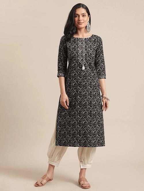 round neck straight kurta - 19595647 - Very Small Image - 1