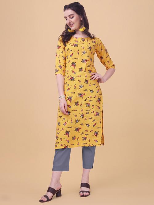 round neck straight kurta - 19595652 - Very Small Image - 1