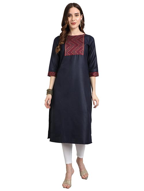 round neck straight kurta - 19595688 - Very Small Image - 1