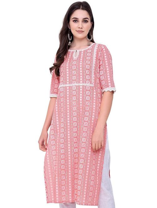 key hole neck straight kurta - 19595708 - Very Small Image - 1
