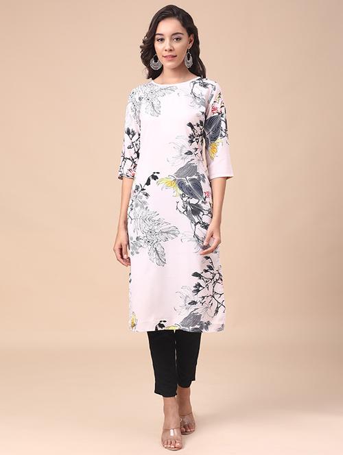 round neck floral straight kurta - 19596251 - Very Small Image - 1