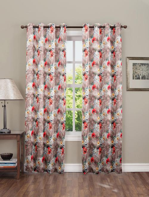 sb interio door high quality satin floral printed curtain pack of 08 - 19596263 - Very Small Image - 1