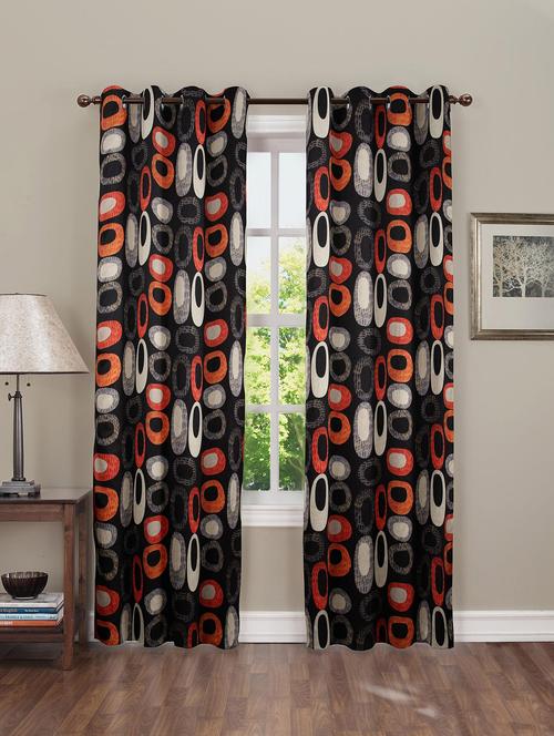 sb interio door high quality satin black cheks printed curtain pack of 13 - 19596268 - Very Small Image - 1