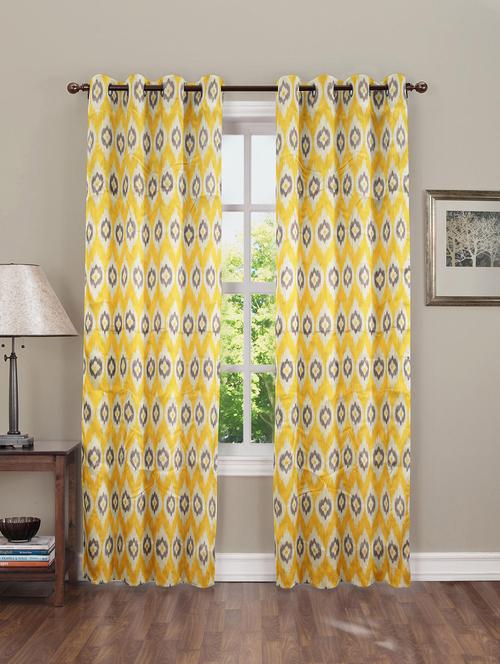 sb interio window high quality satin yellow printed curtain pack of 30 - 19596317 - Very Small Image - 1