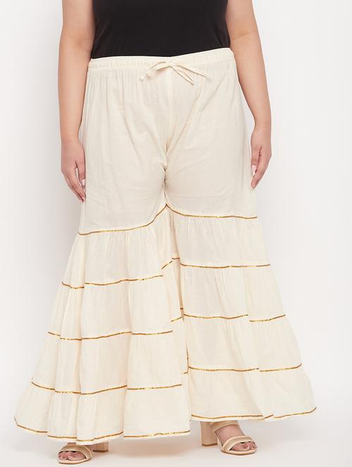 offwhite cotton flared palazzo - 19596339 - Very Small Image - 1