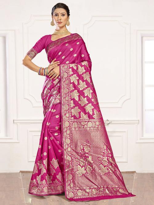 art silk woven saree with blouse - 19597108 - Very Small Image - 1