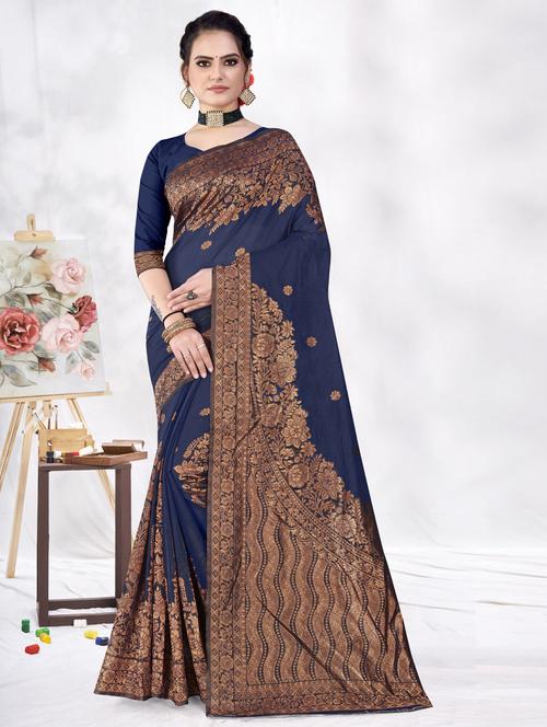 floral woven saree - 19597129 - Very Small Image - 1