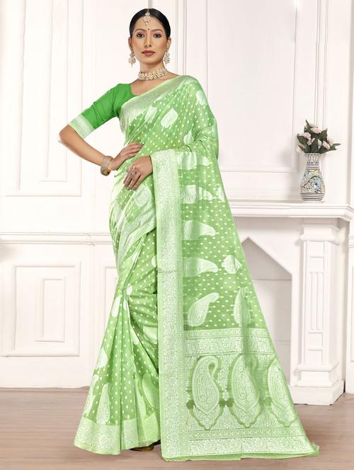 cotton brasso woven saree with blouse - 19597147 - Very Small Image - 1