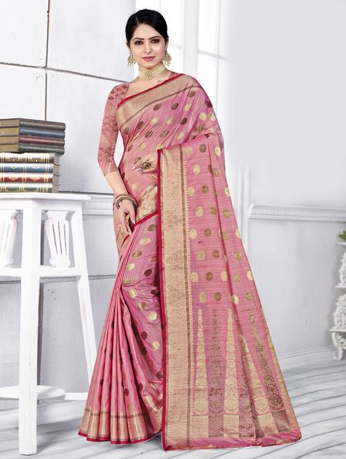 polka dots woven saree with blouse - 19597660 - Very Small Image - 1
