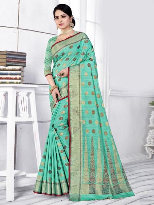 polka dots woven saree with blouse - 19597663 - Very Small Image - 1
