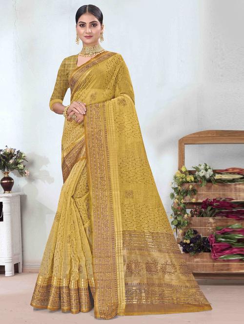 self design woven saree with blouse - 19597685 - Very Small Image - 1