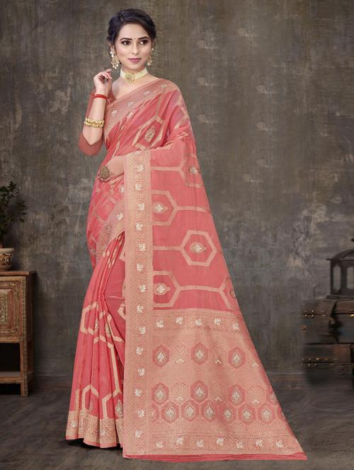 self design woven saree with blouse - 19597695 - Very Small Image - 1