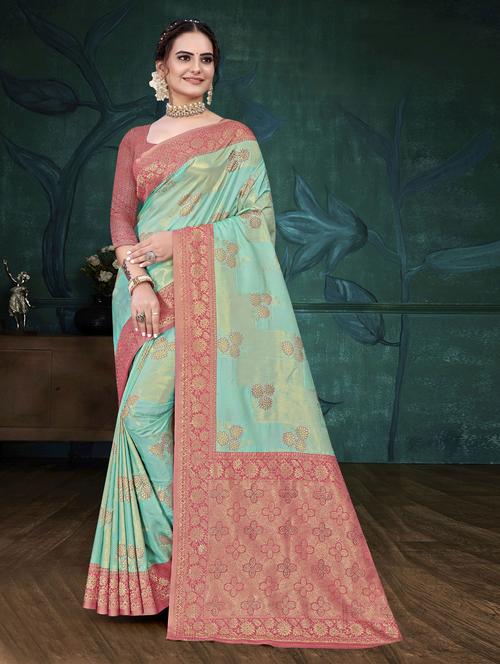 self design kanjivaram saree with blouse - 19597711 - Very Small Image - 1