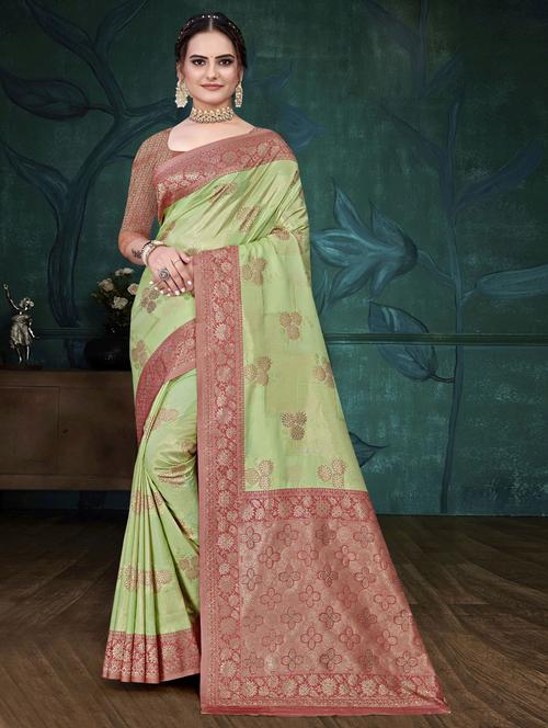 floral banarasi saree - 19597715 - Very Small Image - 1