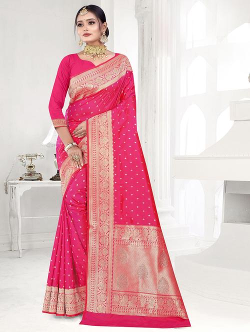 floral banarasi saree with blouse - 19597718 - Very Small Image - 1