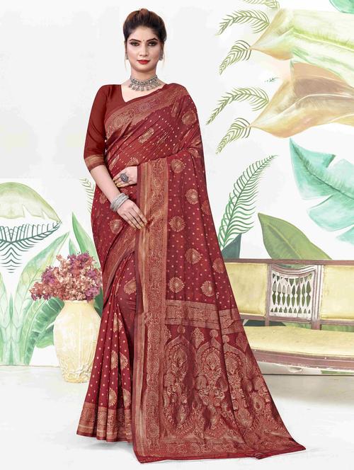 cotton brasso woven saree with blouse - 19597750 - Very Small Image - 1